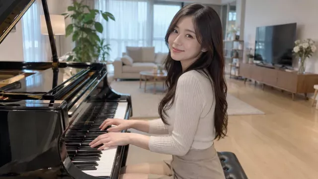 햇살이 머무는 거실에서, 그랜드피아노 한 곡