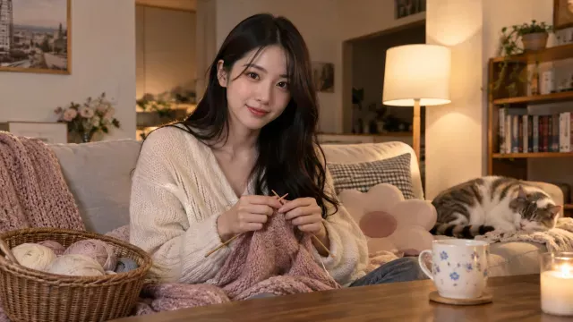 고양이 옆에서 뜬 목도리, 올겨울 이웃에게 보내요